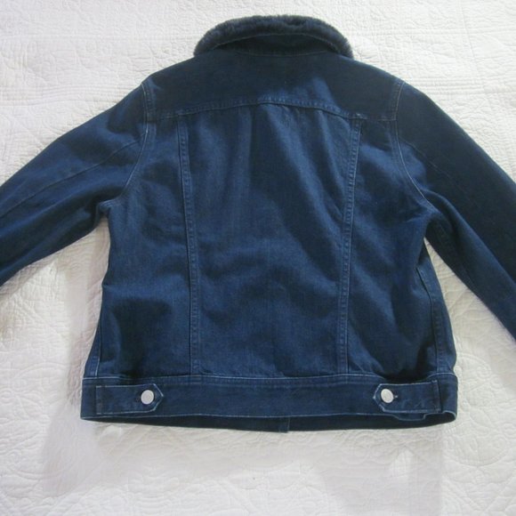 J. Crew Jacket L Classic Denim with Faux Fur Blue - Picture 5 of 10